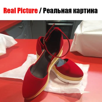 DORATASIA Prekės ženklo Dizainas didelis dydis 32-43 plokščia platforma, čiurnos dirželis batus moteris atsitiktinis šalies retro vasaros sandalai juoda raudona