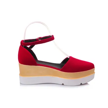 DORATASIA Prekės ženklo Dizainas didelis dydis 32-43 plokščia platforma, čiurnos dirželis batus moteris atsitiktinis šalies retro vasaros sandalai juoda raudona