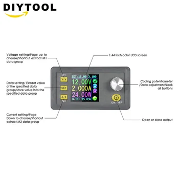 DPH5005 Buck-boost konverteris Pastovios Įtampos srovės Programuojamas skaitmeninis valdymo Maitinimo spalvotas LCD voltmeter 50V 5A