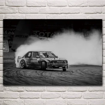 Drift dūmų dainos Nutolimas lenktynių automobilio juoda balta fanart kambarį apdaila, namo sienų, audinio meno dekoro plakatai
