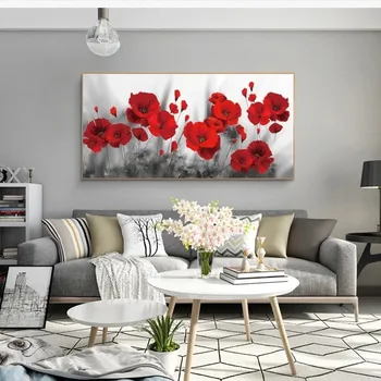 Drobė Paveikslų Raudonos Aguonos Gėlių ant Sienos Menas, Plakatų ir grafikos Watercolour Dekoratyvinis Nuotraukas, Namų Kambarį Cuadros