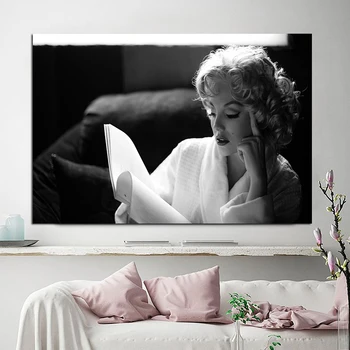 Drobė, Tapyba, Plakatas Monroe Namų Puošybai Šiuolaikinės Seksualus Marilyn Skaityti Knygą, Nuotraukos ant Sienos Spausdinti Tapyba be Rėmelio