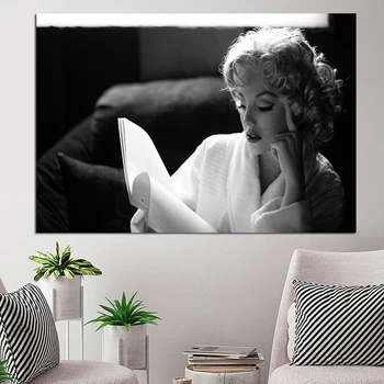 Drobė, Tapyba, Plakatas Monroe Namų Puošybai Šiuolaikinės Seksualus Marilyn Skaityti Knygą, Nuotraukos ant Sienos Spausdinti Tapyba be Rėmelio