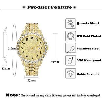 Dropshipping 2020 MISSFOX 18k Aukso laikrodis Vyrams Big Diamond Dial arabų Numeriai Žiūrėti Vyrų Datejust Analoginis Vyrų Aukso Riešo Žiūrėti