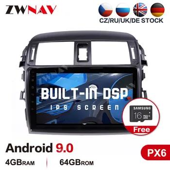 DSP PX6 4G+64G Android 9 Automobilių multimedijos Grotuvo Toyota Corolla 2006-2013 m. automobilių GPS navigacija, WIFI, Automobilių stereo radijo galvos vienetas