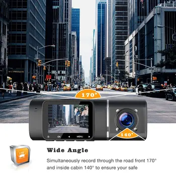Dual Lens Car Brūkšnys Cam Dvr Registrator Full HD 