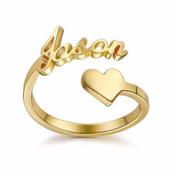 DUOYING Užsakymą Spiralės Žiedas Asmeninį Pavadinimas Žiedas Su Širdies Užsakymą Lentele Žiedas Pora Meilužis Baigimo Atmintį Dovanų Aukso