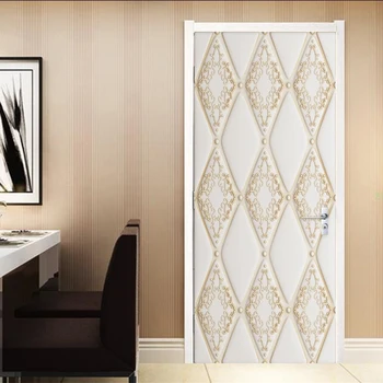 Durų Lipdukas Šiuolaikinės Mados 3D Geometrinis Europos Stiliaus Raižyti Linija, Minkštas Roll Sienų Lipdukas PVC Lipnios Vandeniui Lipdukai