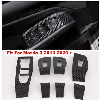 Durų Rankena Turėtojas Langų Pakėlimo Mygtuką, Įjunkite Apsaugos Skydelio Dangtelį Komplektas Mazda 3 2019 2020 M. Anglies Pluošto Išvaizdą / Juoda Šepečiu