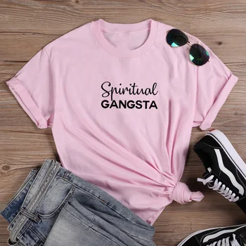 Dvasinis Gangsta Marškinėliai Mados T-shirt Moterims, Vasaros Medvilnės Marškinėliai Moterims Harajuku O-kaklo Ponios Viršų Tee Marškinėliai Femme Juoda Balta