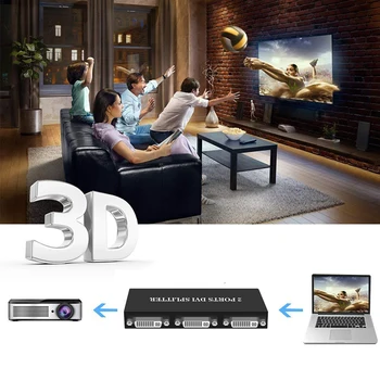DVI Splitter 1x2 DVI Platintojas Switcher 1-2 Iš Full HD 1080P@60 hz dėl projektorius, monitorius, kompiuterinės grafikos kortelės