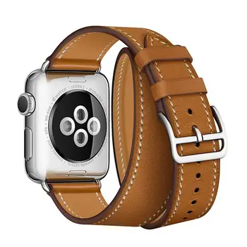 Dvigubo Kelionių Diržu, Apple watch band 44mm/40mm 42mm/38mm natūralios Odos watchband diržo apyrankę iWatch series 5 4 3 se 6 grupė