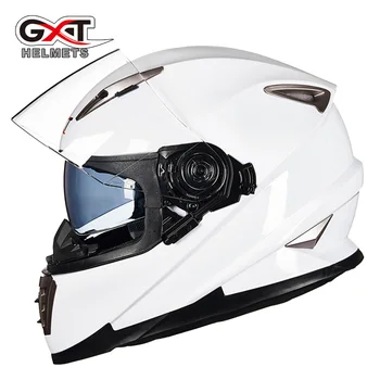 Dvigubo Objektyvo visą veidą motociklo šalmas su Sheld užrakto sistema GXT 999 motociklą moto šalmas casco