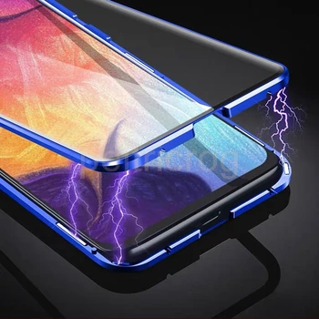 Dvipusis Magnetinės Metalo Case For Samsung Galaxy S10 S20 S8 S9 Plus 10 Pastaba Pro 8 9 A51 A71 A50 A70 A10 A20 A30 Stiklo danga