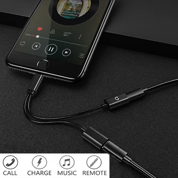 Dvivietis jack Adapteris, Skirtas žaibo iPhone 7 8 X XS XR Įkroviklis skambutį arba Muziką, ir 3,5 mm ausinių aux audio Converter Paramos iOS12