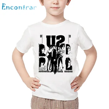 Dydis 3T-9T,Vaikai Roko Grupė U2 Spausdinti Juokingi marškinėliai Vaikų Vasaros Baltos Viršūnės Berniukų ir Mergaičių Atsitiktinis marškinėliai,HKP4113