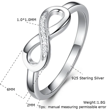 Dyson 925 Sterlingas Sidabro Žiedai Infinity Klasikinis Meilės Cirkonis Subtilus Amžinybės Žiedai Moterų, Mergaičių, Aksesuarų Fine Jewelry