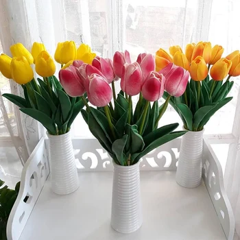 Džiaugsmas-Enlife 10vnt Tulpės Dirbtinių Gėlių Nekilnojamojo Touch Tulipe Gėlių Dekoracija Netikrą Tulpės, Vestuvių Papuošimas, Gėlių Dekoras
