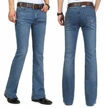 Džinsai vyrų 2020 m. Pavasarį ir Rudenį Naujų Modis džinsai Vidurio juosmens Ruožas Flare kelnės, vyriški Micro-kelnės Slim džinsai Dydis 26-40