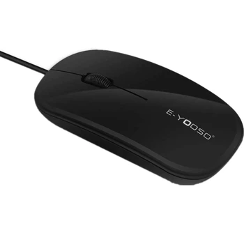 E-Yooso V3000 Laidinio Super Slim USB Optinė Pelė Desktop Laptop Mac (Black) (Balta)