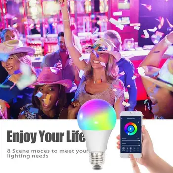 E27 85-265V Smart LED WiFi Lemputes, RGB Magija Lempos 
