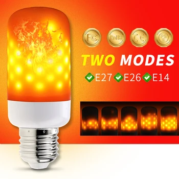 E27 LED Liepsna Lempa E14 Kūrybos 2 Rūšių LED Liepsnos Poveikis Lemputė E26 Imituojant Gaisrą Mirkčiojančios Šviesos AC85-265V Kalėdinė Dekoracija