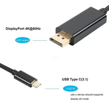 EastVita USB C į DisplayPort Adapteris, 6ft/1.8 m USB 3.1 Tipas-C, Vyrų VB Vyrų 4K Kabelis Juoda r30