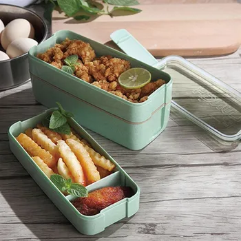 Eco-Friendly 3Layers 900ml Priešpiečių Dėžutė ir 300ml Sriuba Kibirą Bento Dėžutė Microwavable Indai Maisto Saugojimo Konteineris Lunchbox