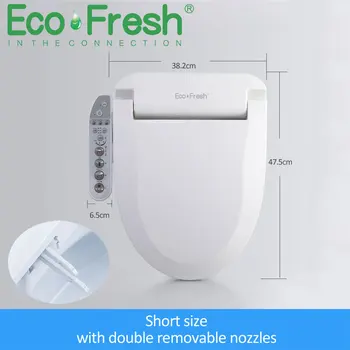 EcoFresh Smart tualeto sėdynės Elektra Bidė dangtis trumpas dydžio pažangios bidė dvigubi antgaliai bidė purkštuvas šilumos švarus, sausas Masažas