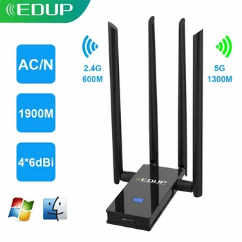 EDUP 1900Mbps USB 3.0, WiFi Adapter Dual Band 2.4 G/5 ghz 802.11 AC Belaidžio Tinklo Kortelė 4*6dBi WiFi Dongle Wi-Fi Adapteris PC