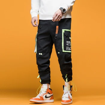 EFUNGAL Track Kelnės Vyras Spalvos Bloką Kišenės Visas Ilgis Hip-Hop Kelnės Mados Harajuku Streetwear Haremas Poilsiu Atsitiktinis Kelnės