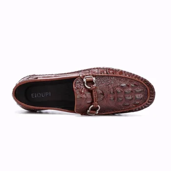 EIOUPI naujo dizaino originali nekilnojamojo krokodilas grūdų odos mens mados verslo atsitiktinis batų kvėpuojantis vyrų batai e6833-2