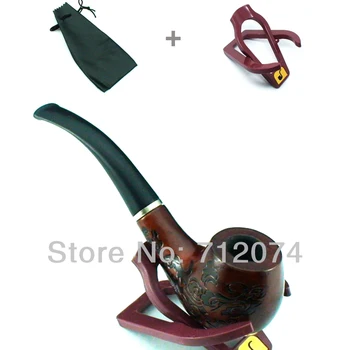 Elegantiška Vintage Patvarus Mens Tabako Mediniai Rūkymas Vamzdis Su Cigarų Rūkymas Vamzdžio Stovas Ir Dėklas Nemokamas Pristatymas 705