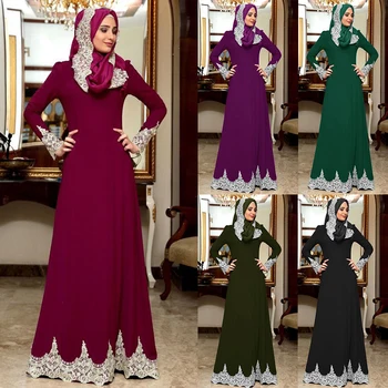 Elegantiškas Musulmonų Suknelė Moterims Abaja Ilgomis Rankovėmis Maxi Hijab Djellaba Maroko Kaftan Islamo Drabužių Big Swing Suknelės, Plius Dydis