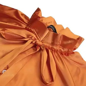 Elegantiškas OLIS Office Marškinėliai 2021 Celmia Moterų Žibintų Rankovės Mados Satino Palaidinė Atsitiktinis Palaidų Stovėti Apykaklės peteliškę Kietas Šalis Viršų