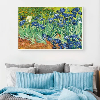 Elegantiškas Poezijos Iris Gėlių Vincent Van Gogh Garsaus Menininko Menas Spausdinti Plakato Sienos Nuotrauka Drobė, Aliejus, Tapyba Namų Sienų Dekoras
