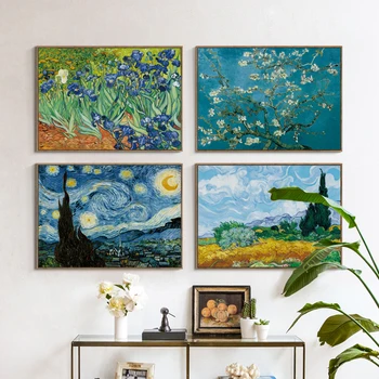 Elegantiškas Poezijos Iris Gėlių Vincent Van Gogh Garsaus Menininko Menas Spausdinti Plakato Sienos Nuotrauka Drobė, Aliejus, Tapyba Namų Sienų Dekoras