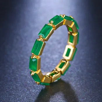 Elegantiškas Ponios Mažas Kvadratas Spalvingos Cirkonis Žiedas Unikalų Stilių Meilės Pažadas, Vestuvių Mados Žiedas Geltonas Auksas Užpildyti Piršto Žiedą