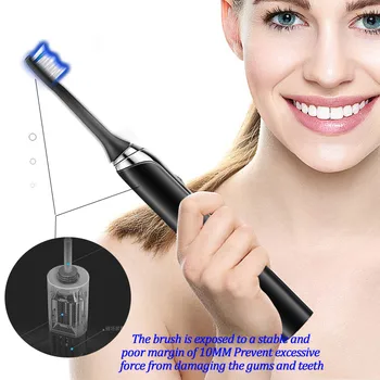 Elektriniai dantų šepetėlis Blue-ray balinimo 4 režimas švarus balinimo masažas sonic vibracijos vandeniui 2vnt elektros dantų šepetėlį vadovai