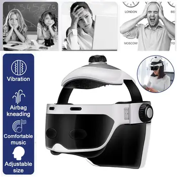Elektrinis Galvos Massager USB Pažangi Oro Slėgio Vibracijos Sušvelninimas Reguliuojamas Galvos Dydis Muzika Ramina Atsipalaiduoti Šalmas