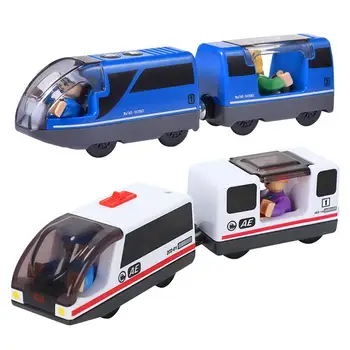 Elektrinis Mažos Traukinio Žaislų Geležinkelio Lokomotyvų Magnetinių Bėgių Žaislas su Medinių Bėgių Elektros Žaislas Traukinio Rinkiniai Vaikams Švietimo Žaislai