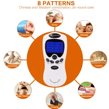 Elektrodo Dešimtis Vieneto 8 Režimai Dešimtis Mašina Akupunktūra Atgal Body Massager Raumenų Stimuliatorius Elektrodų Masažo Priemonė Skausmo