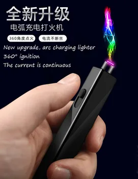 Elektros lanko lengvesni metalo USB įkrovimo juostelės push up kūrybinio vėjo ultra-plonas mini cigarečių degiklio ponios
