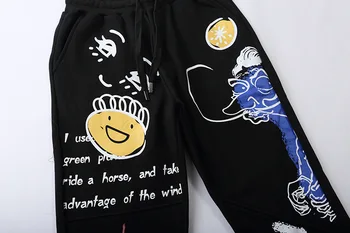 ELKMU Harajuku Poilsiu Vyrų Hip-Hop Grafiti Spausdinimo Sweatpants Mens Haremo Kelnės Streetwear 2020 M. Rudenį Kelnės Mados HE305