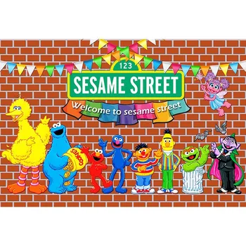 Elmo Pasaulyje Plytų Sienos Sesame Street Gimtadienio Custom, Fotografija, Studija, Fone, Fonas Vinilo 7x5FT