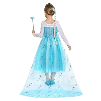 Elsa Suknelė Sniego Karalienė, Princesė Suknelės Vaikams Ilgomis Rankovėmis Tiulio Snaigės Kostiumo Gimtadienio Dovana Frozens