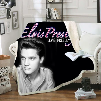 Elvis Presley 3d Atspausdintas Vilnos Antklodė, Lovos Storio Antklodė Mados Lovatiesė Sherpa Mesti Antklodę, Suaugusiems, Vaikams, 07