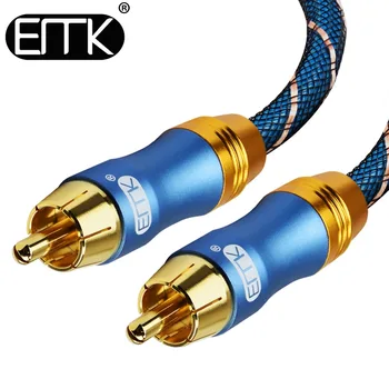 EMK Digital Audio Coaxial Cable - Dvigubo Tinklelio, Ekranuotas - Auksu 2rca 2 rca Sujungimo Kabelis - Mėlyna