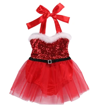 Emmababy Kalėdų Bamblys Vaikams Baby Girl Kalėdos Viršuje Bodysuit Blizgančiais Tutu Tiulio Nėrinių Suknelės, Apranga