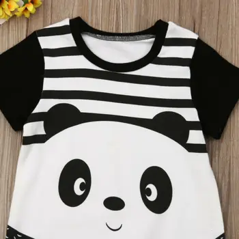Emmababy Kūdikių Berniukų, Mergaičių Animacinių Filmų Panda Print Romper Jumpsuit Bendras Komplektai